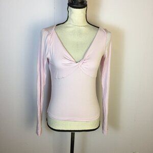 Lululemon Shirt Top Sz M Woman Pink Modal Silk Blend V-Neck Long Sleeve Athletic
